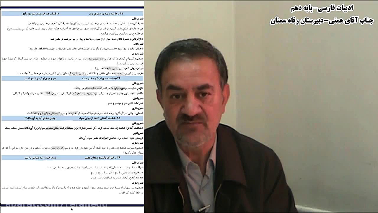 درس ادبیات فارسی  پایه دهم جنا...