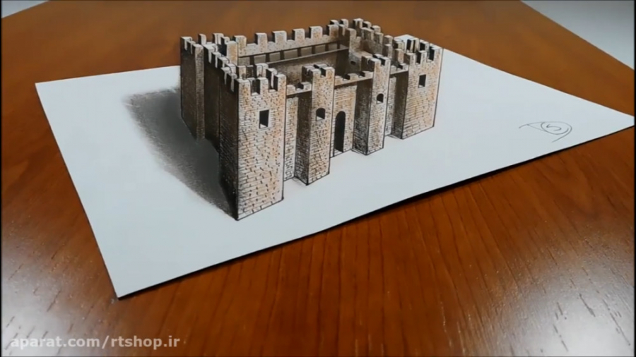 آموزش نقاشی را روی کاغذ ، قلعه...