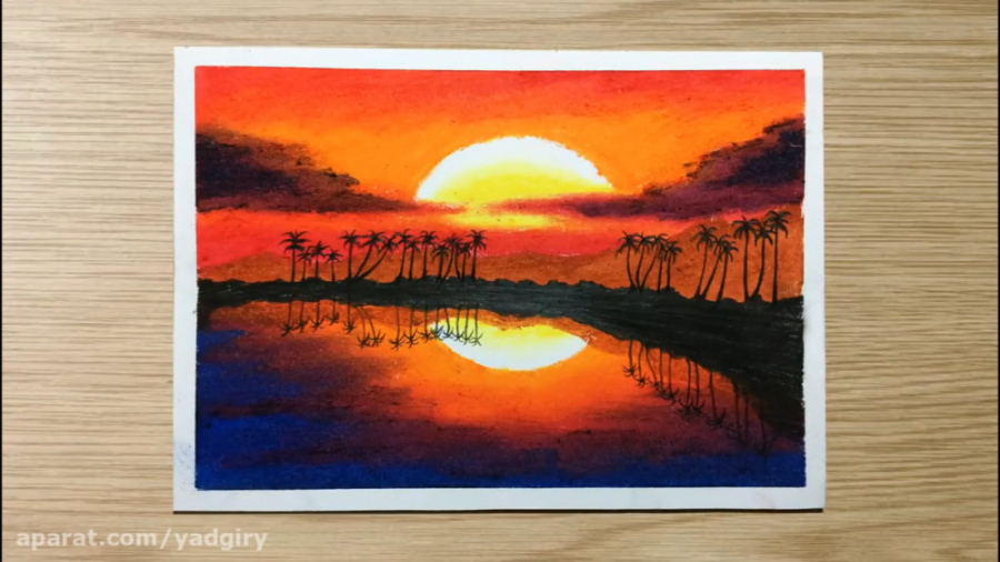 آموزش نقاشی پاستل غروب خورشید...