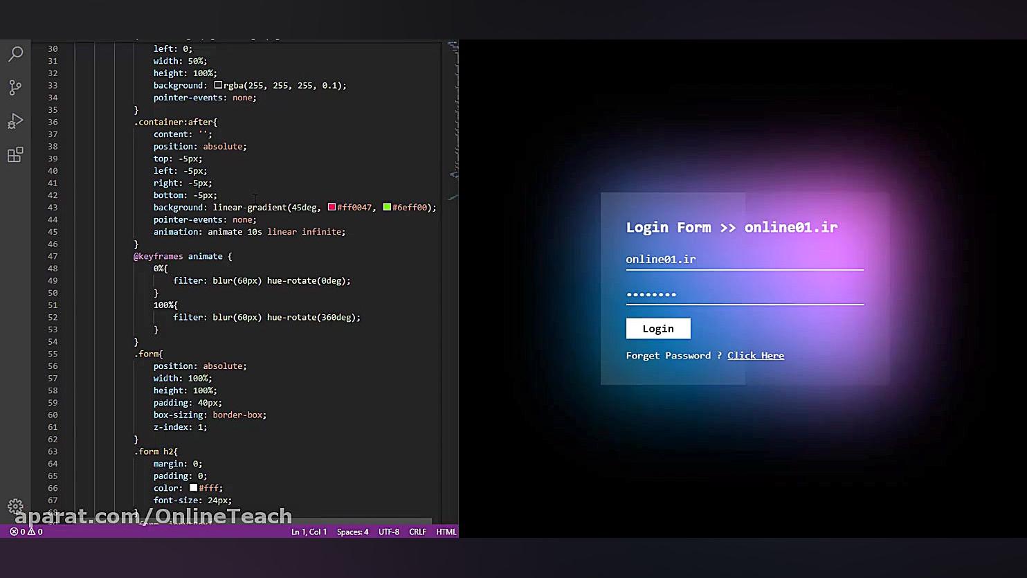 HTML CSS صفحه لاگین
