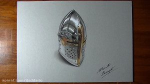 نقاشی سه بُعدی کلاه خود قرون و...