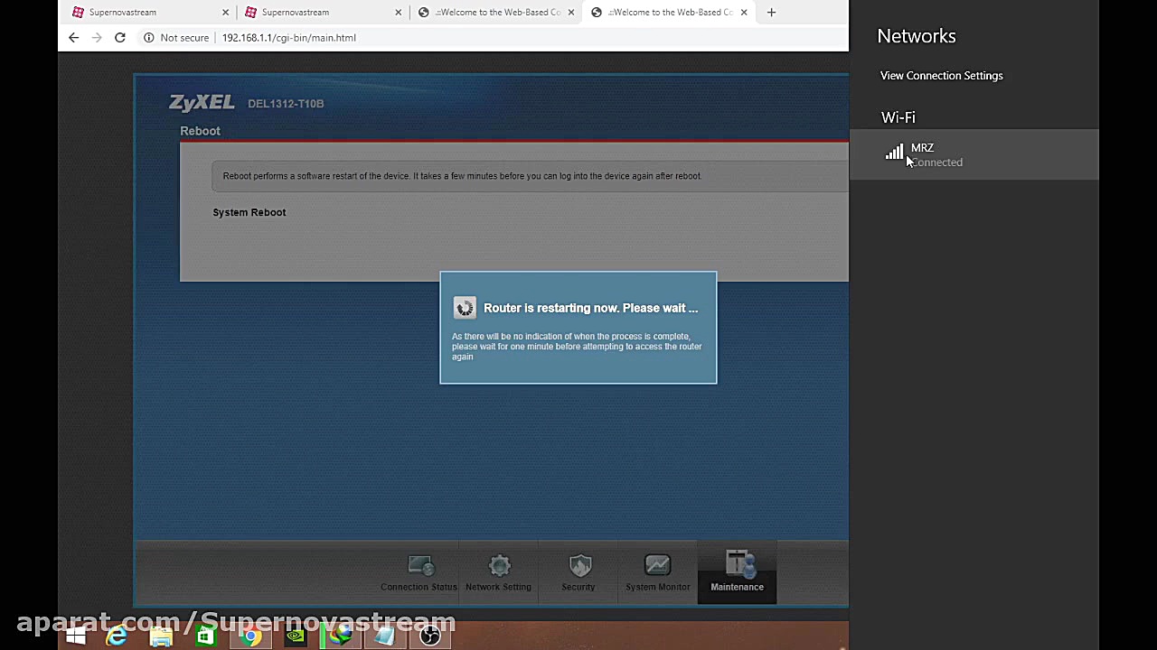 نحوه ری استارت کردن مودم zyxel
