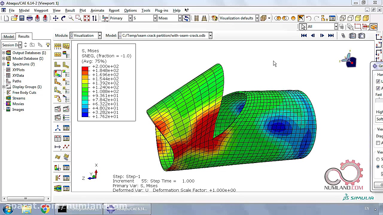 شبیه سازی ترک (Seam Crack) روی...