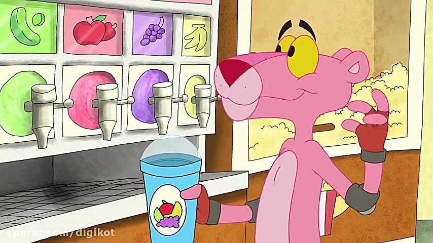 کارتون پلنگ صورتی  نوشیدنی