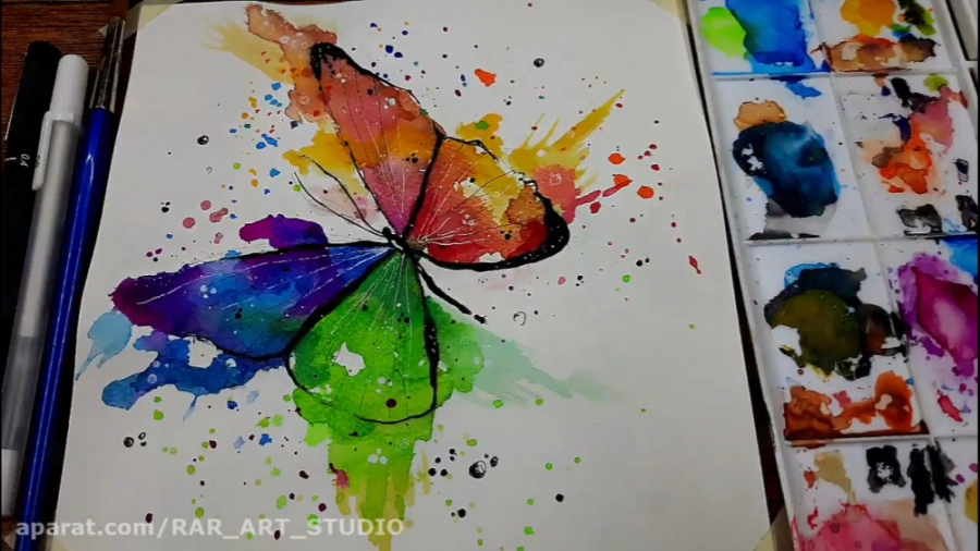 بهترین آموزش نقاشی پروانه رنگا...