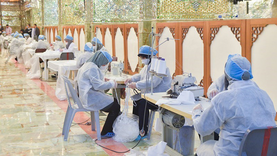 کارگاه تولید ماسک  حرم حضرت شا...