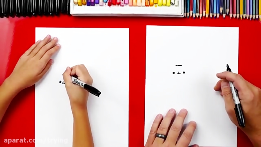 نقاشی گربه کودکانه به شکل پری...