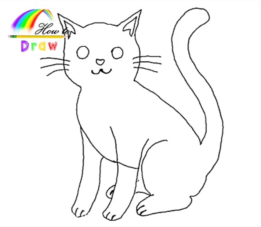 نقاشی گربه کودکانه مرحله به مر...