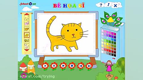 نقاشی گربه کودکانه