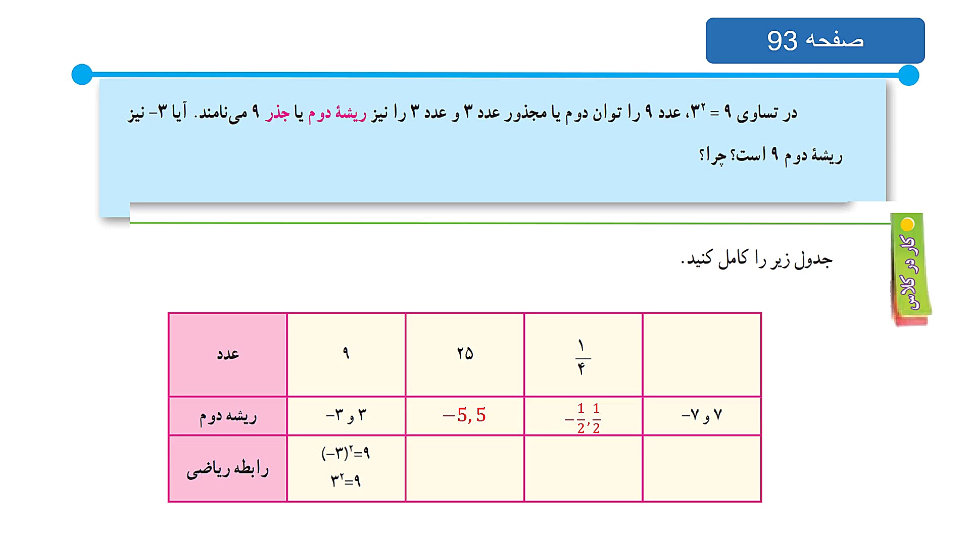 ریاضی هشتم فصل هفتم توان و جذر...