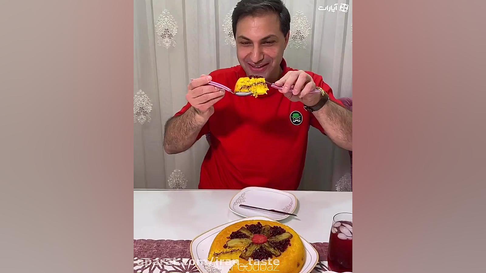 تهچین گوشت و بادمجان