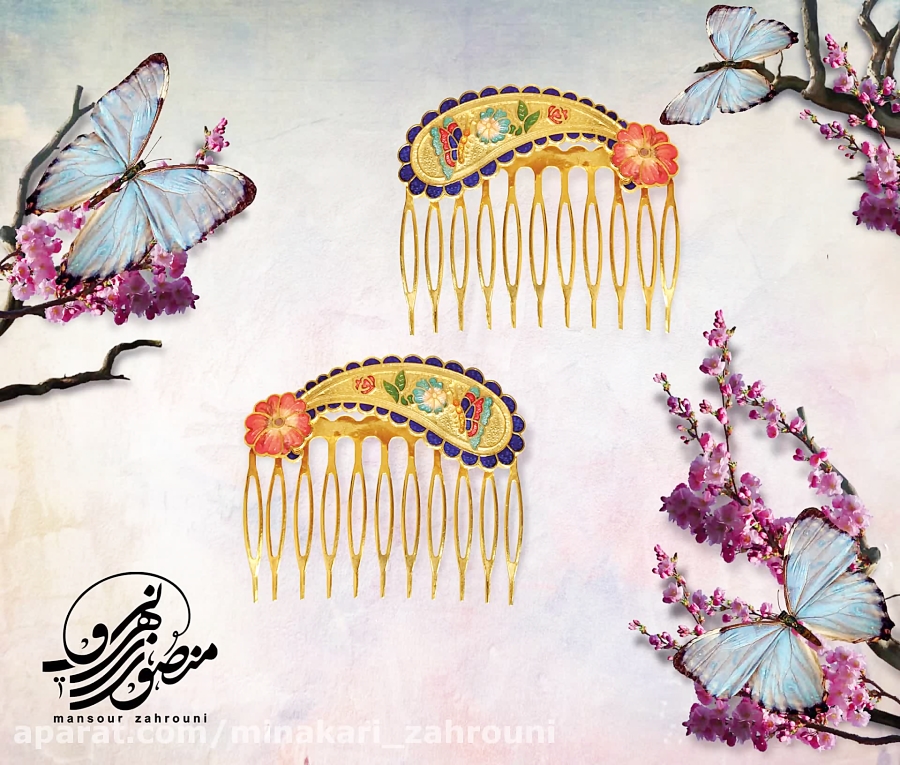 گیره مو میناکاری رنگی