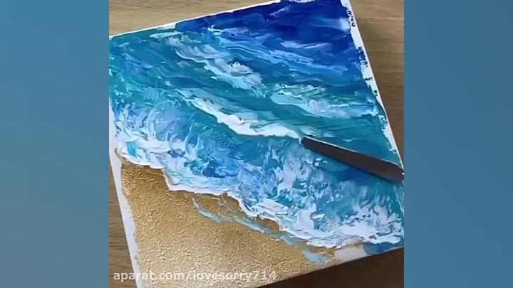 اموزش نقاشي موج و دريا فقط با...