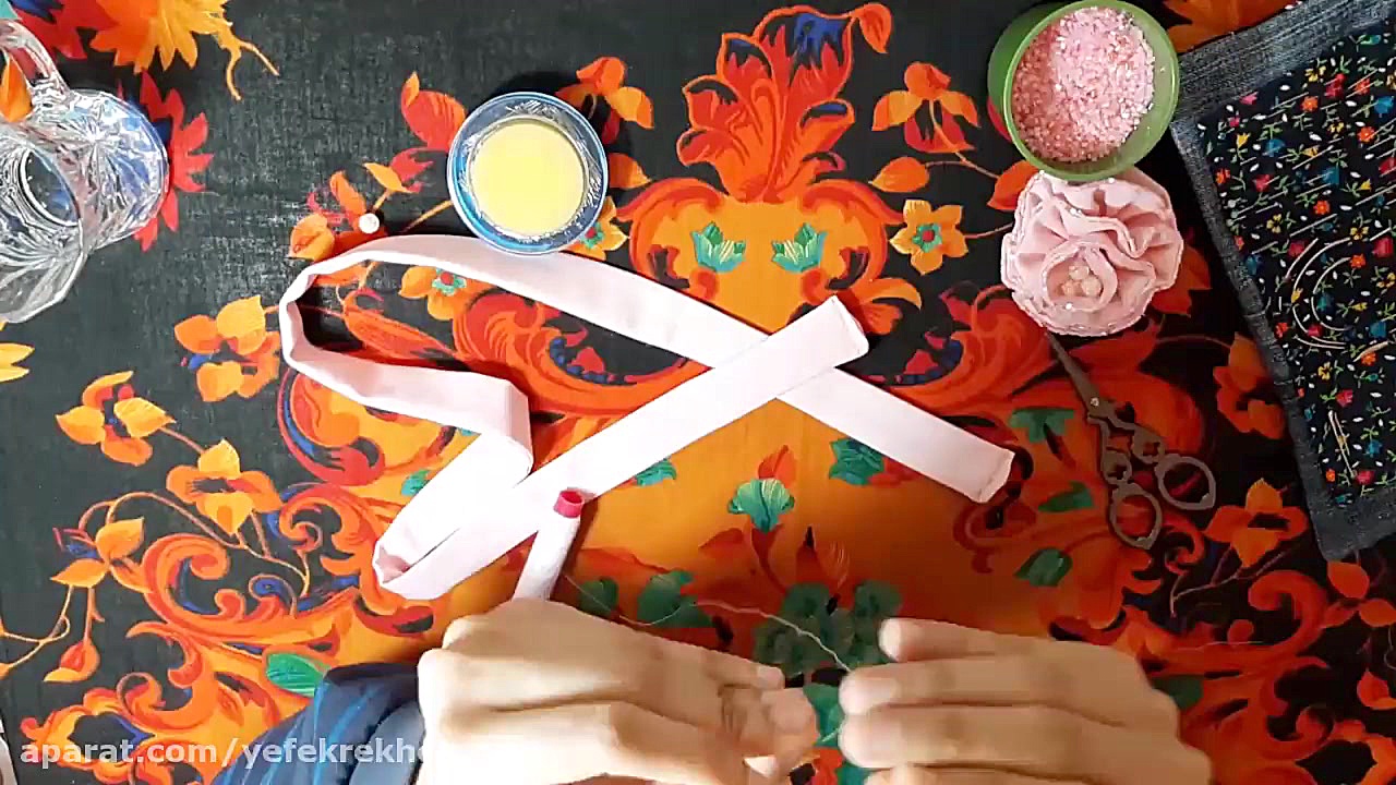 تایم لپس گل پارچه ای صورتی با...