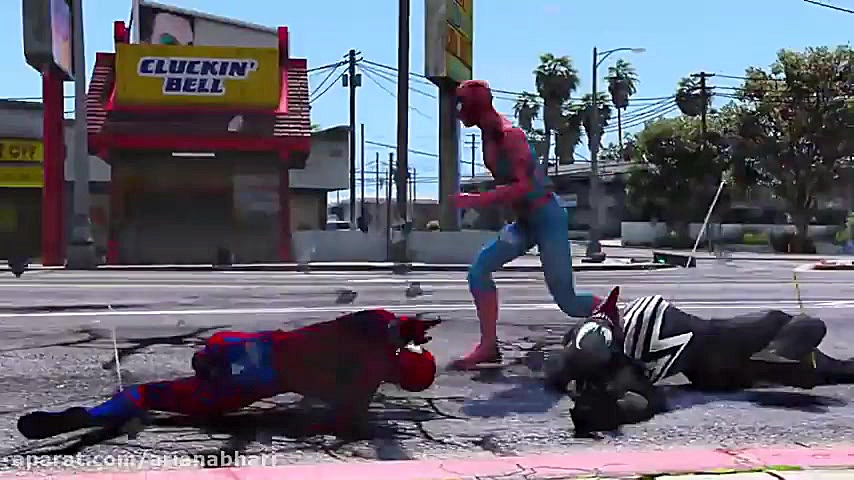 جنگ سنگین مرد عنکبوتی با ونوم...