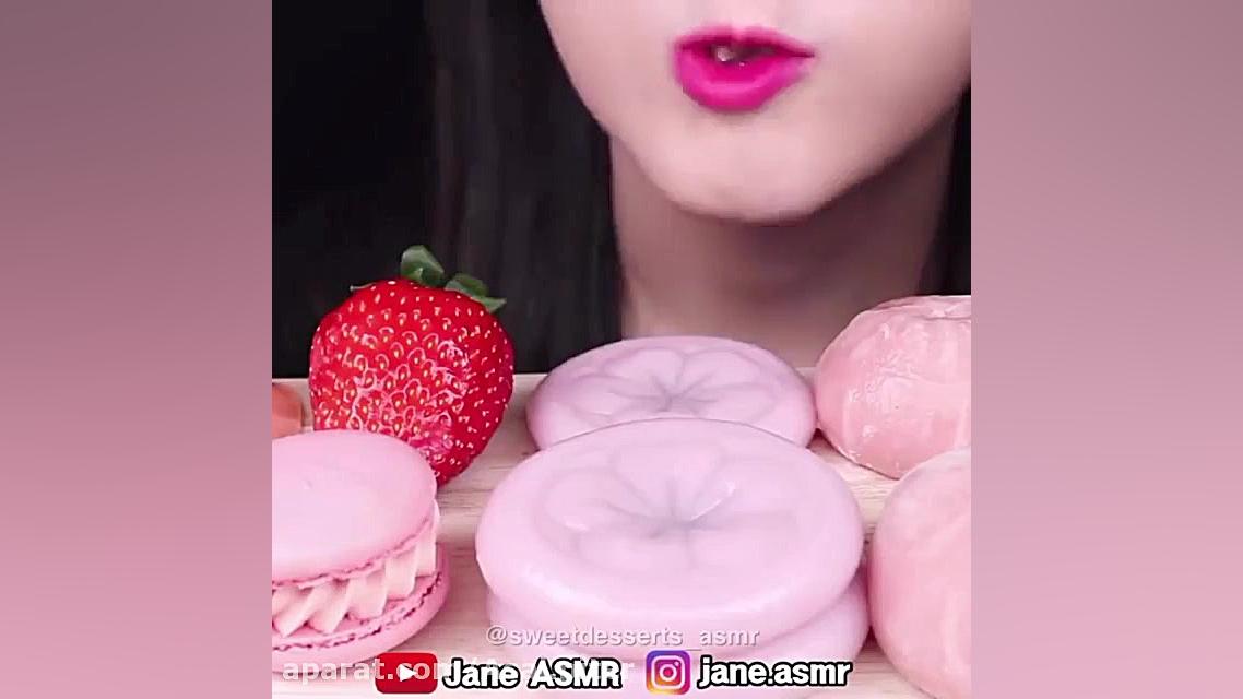 چالش فود اسمر.خوراکی های صورتی...