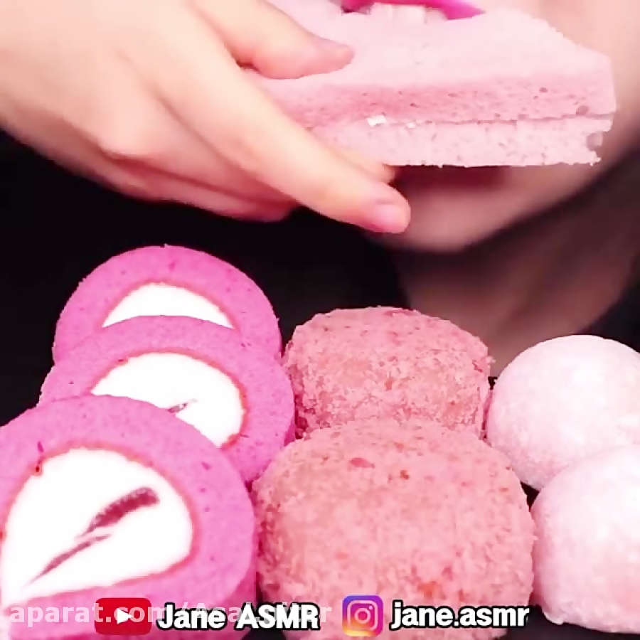 چالش فود اسمر.خوراکی های صورتی...