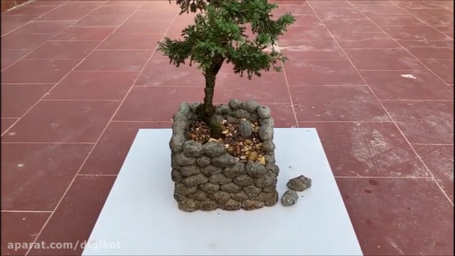 ایده ساخت گلدان با سیمان