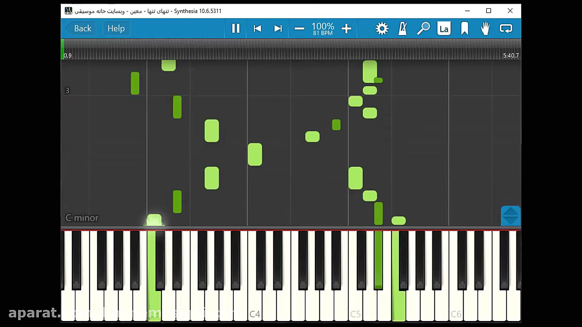 نت آهنگ تنهای تنها از معین به...