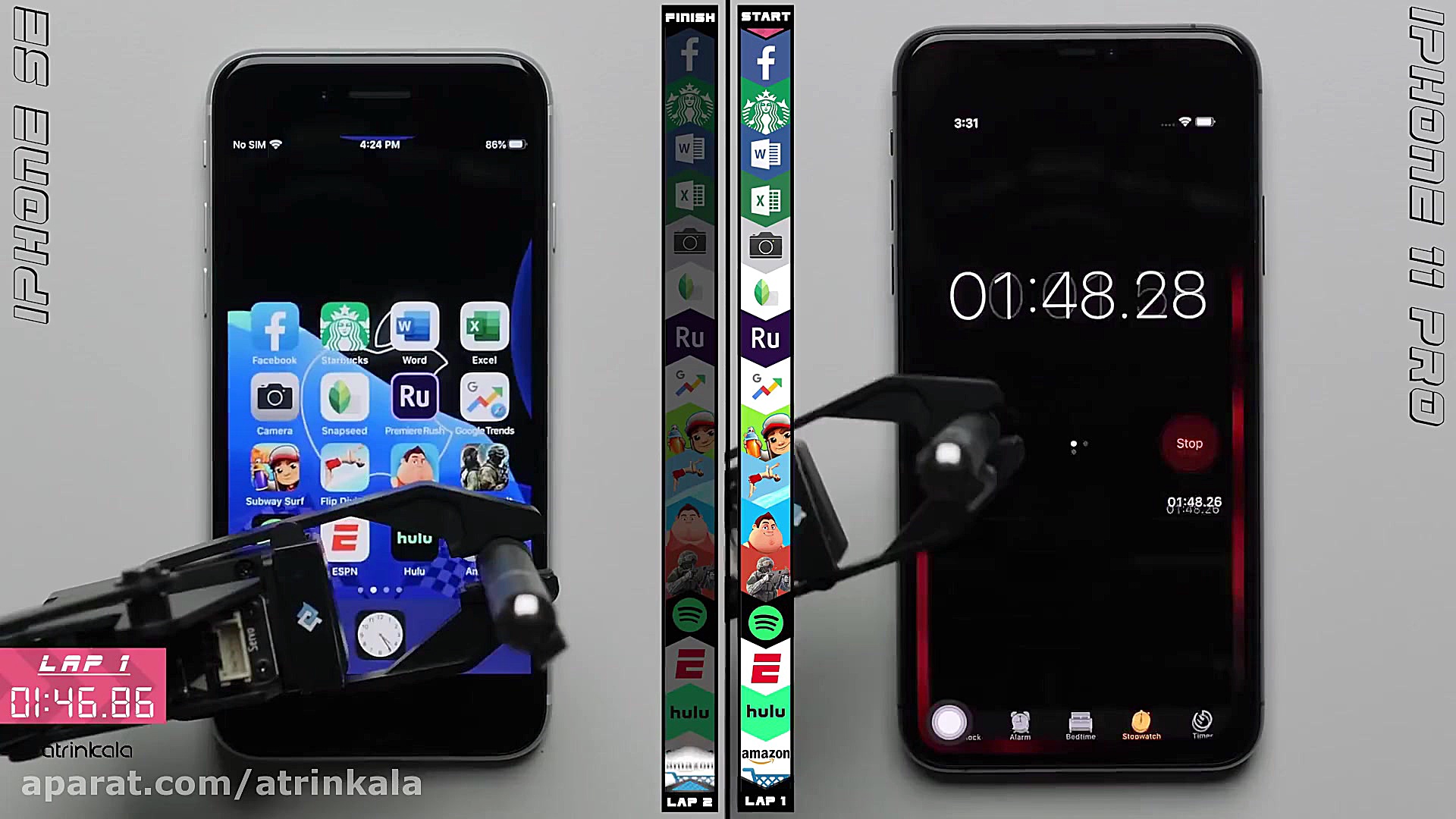 تست سرعت گوشی های آیفون 2 SE و...