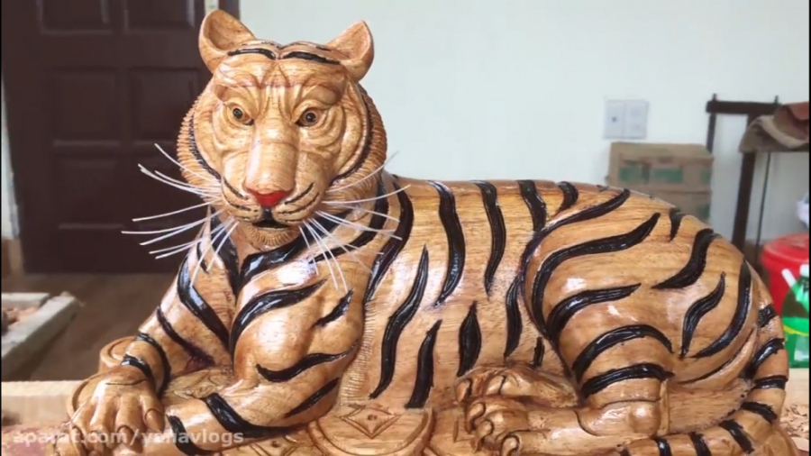 طراحی و مجسمه سازی با چوب  ببر