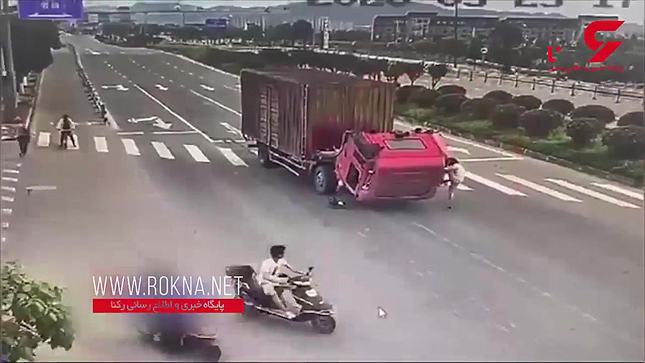 جدا شدن کله کامیون پس از ترمز