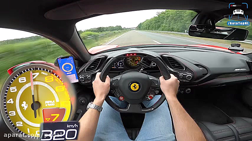 تست سرعت فراری 488 GTB در اتوب...