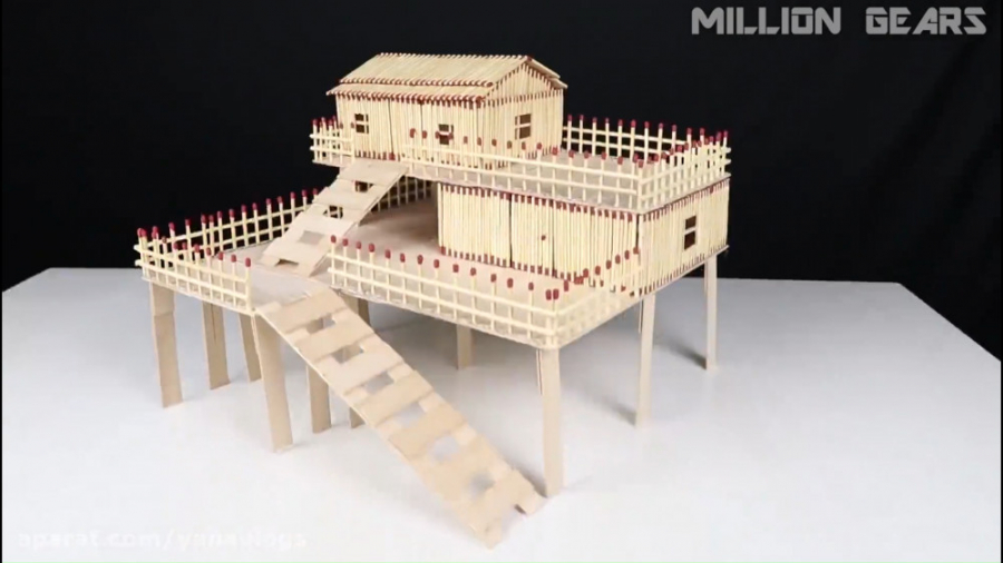 ساختن خانه با چوب کبریت و اتش...