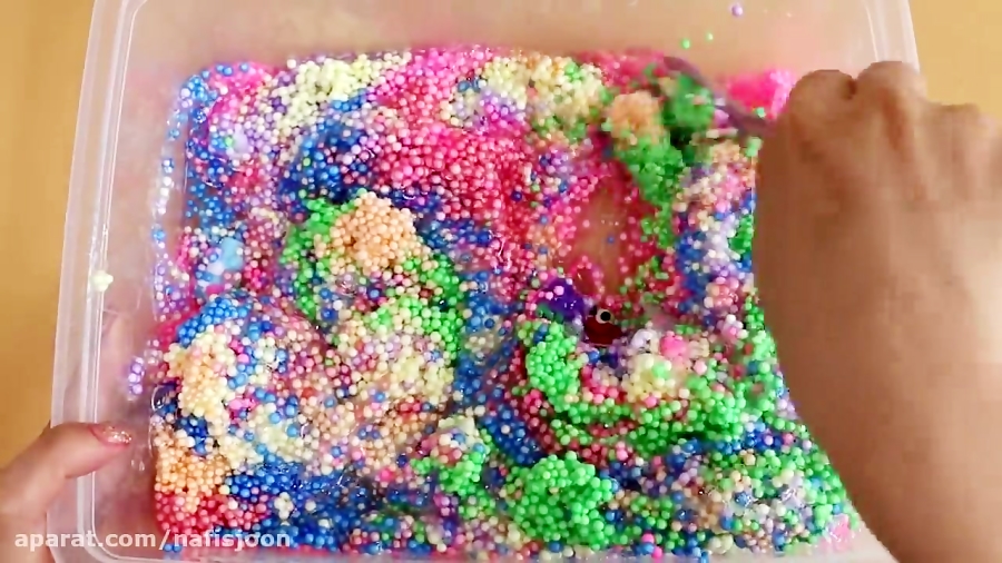 مخلوط کردن اسلایم های رنگی و پ...