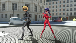 صحنه مبارزه لیدی باگ و گربه سی...