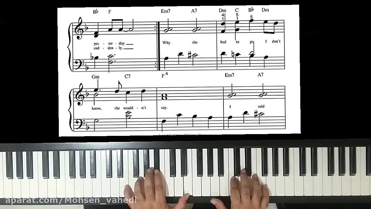 آموزش پیانو آهنگ yesterday Bea...