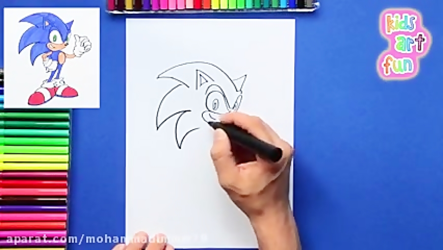 نقاشی سونیک با رنگ آمیزی &zwnj...