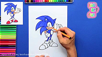 نقاشی سونیک با رنگ آمیزی ‌نقاش...