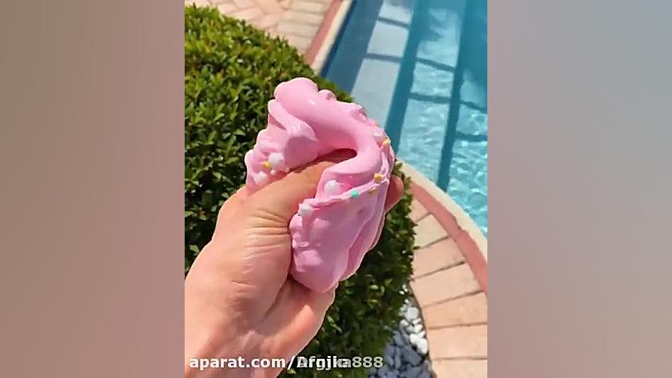 ❤اسلایم صورتی دونه برفی❤فالو ع...