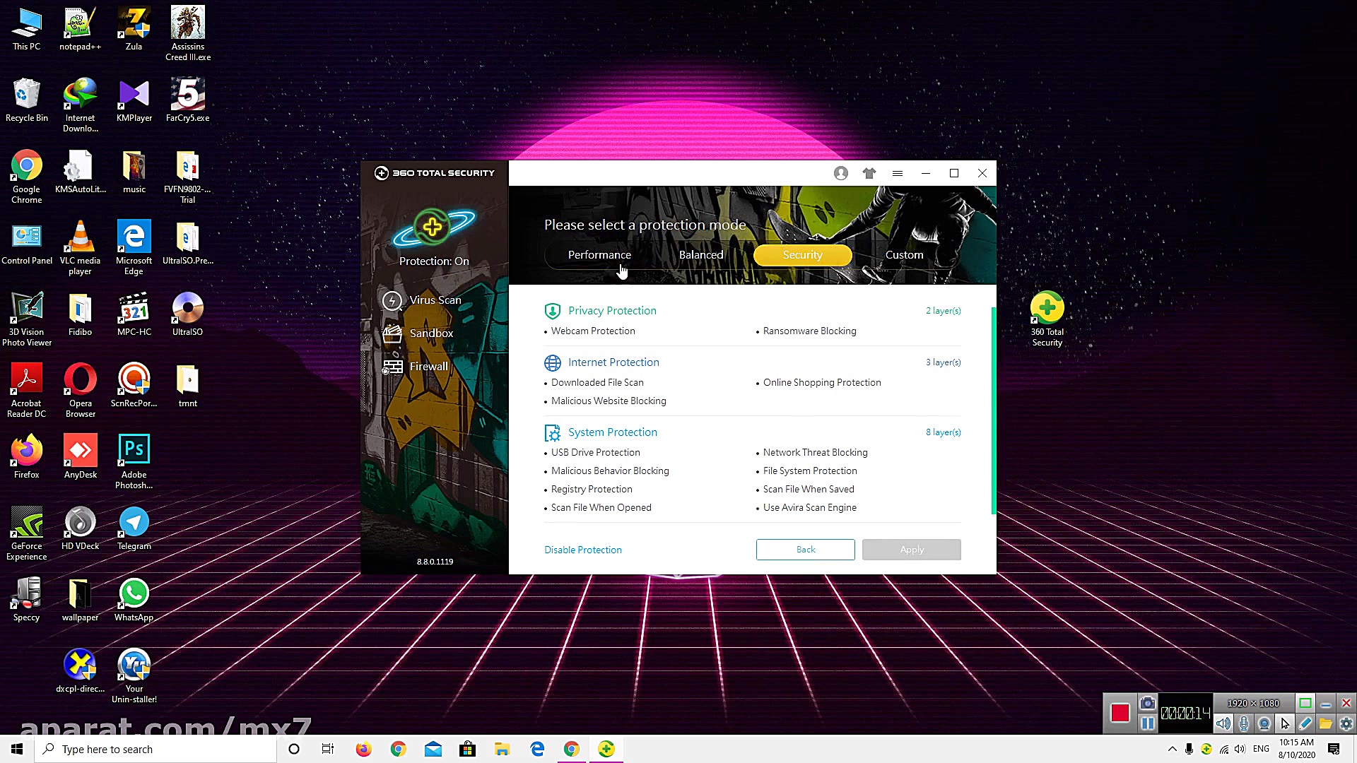 غیر فعال کردن آنتی ویروس total...