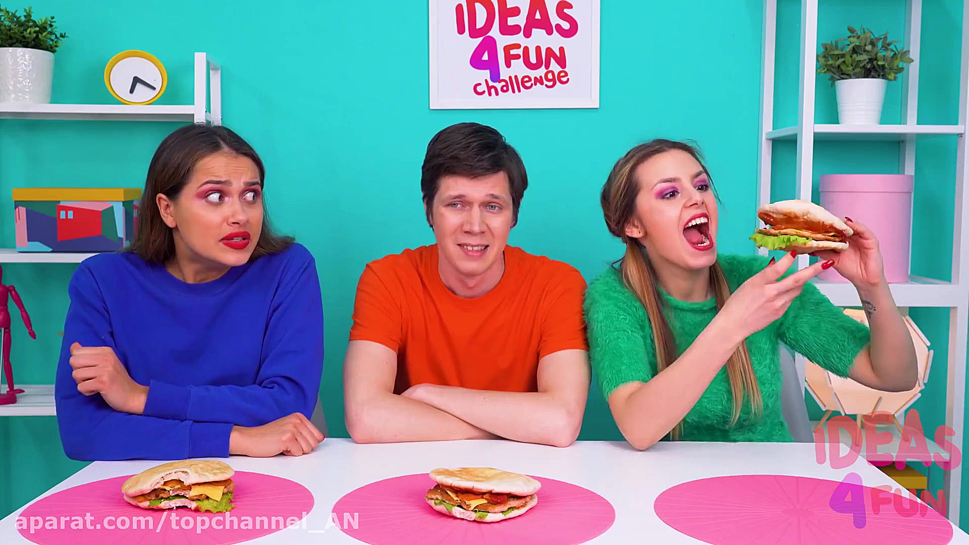 چالش گاز زدن انواع خوراکی ها!...