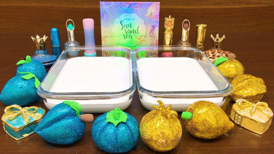 اسلایم  میکاپ  آبی و طلایی