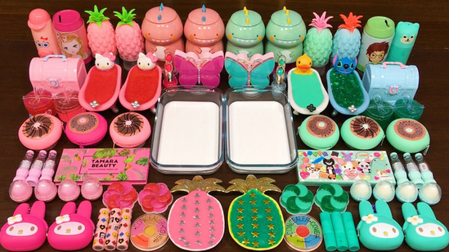 اسلایم  تم سبز و صورتی