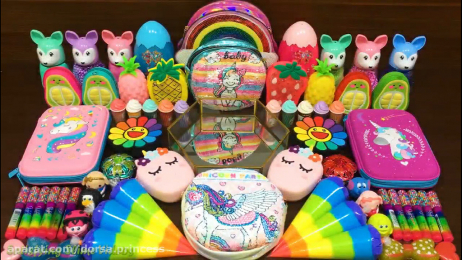 مخلوط کردن اسلایم های رنگی با...