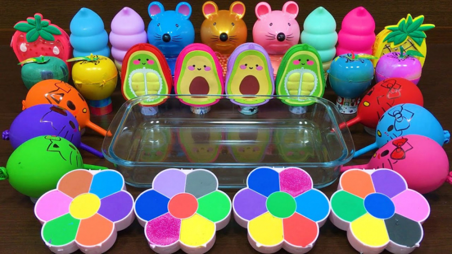 مخلوط اسلایم های رنگی و بادکنک...