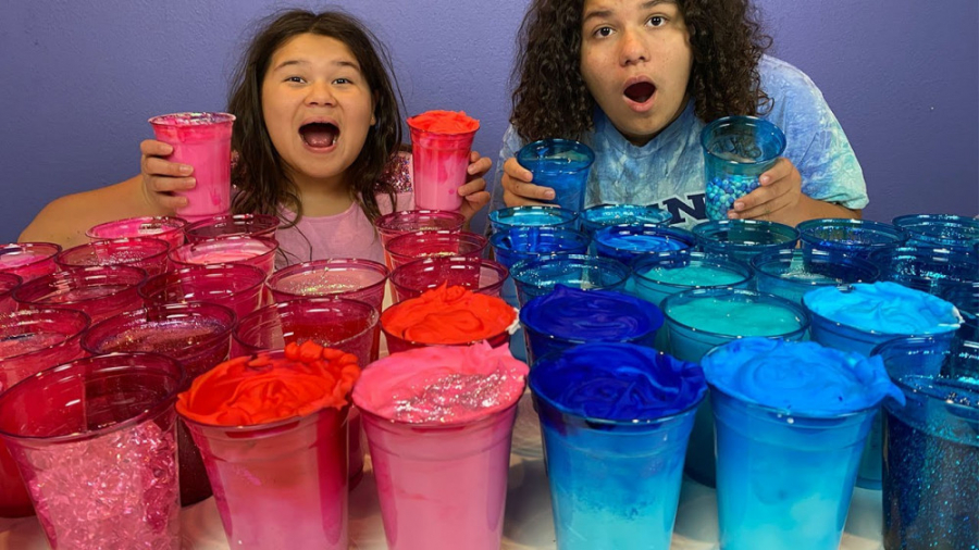 چالش اسلایمی صورتی و آبی  مری...