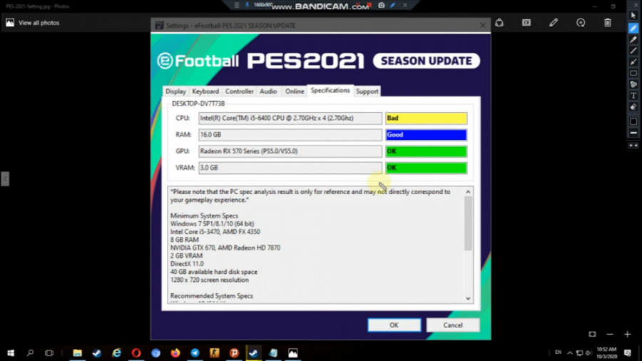 بررسی تنظیمات PES2021 در کامپی...