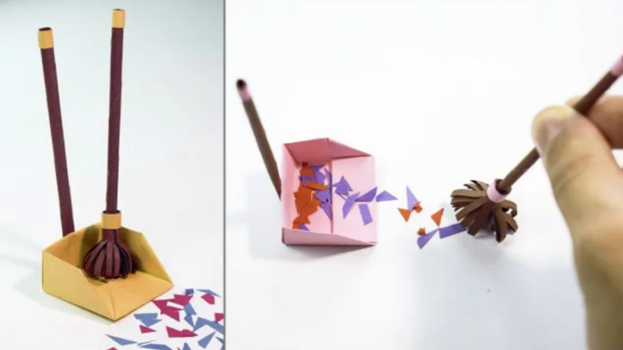 آموزش اوریگامی جارو و خاک اندا...