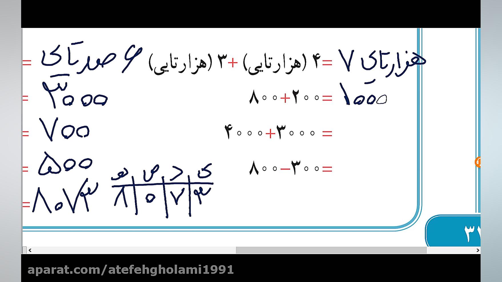 فصل دوم ریاضی سوم ابتدایی صفحه...