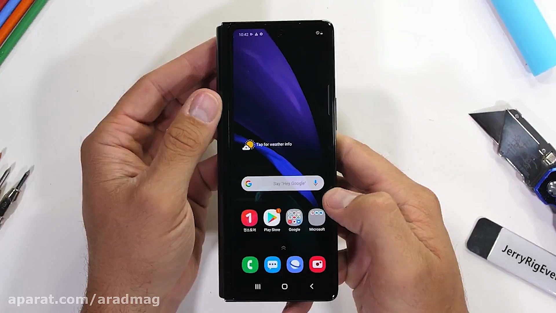 تست مقاومت گلکسی زی فولد 2 سام...