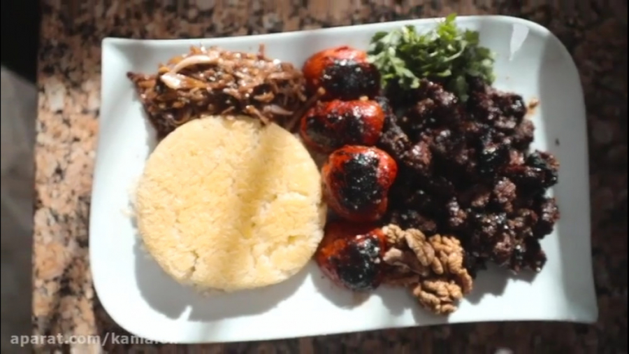 کباب ترش با کته مخصوص شمالی