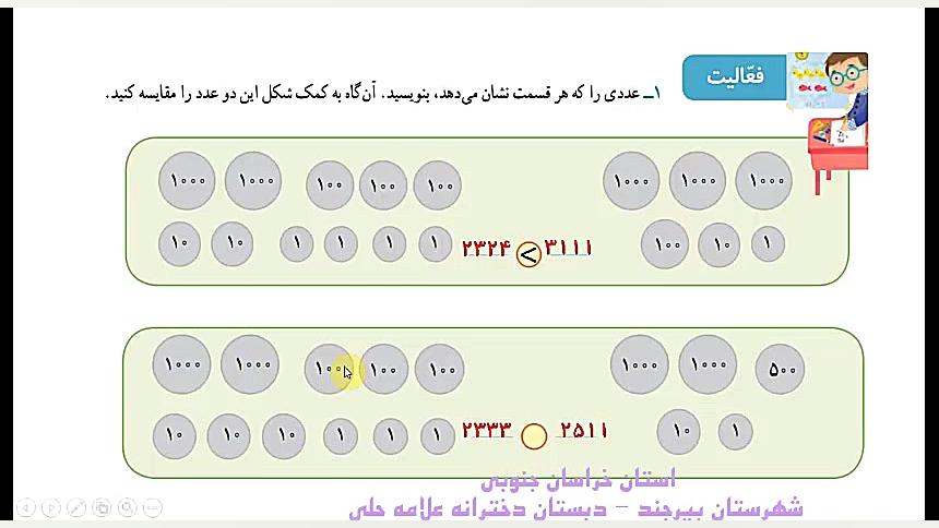 تدریس مقایسه اعداد چهاررقمی سو...