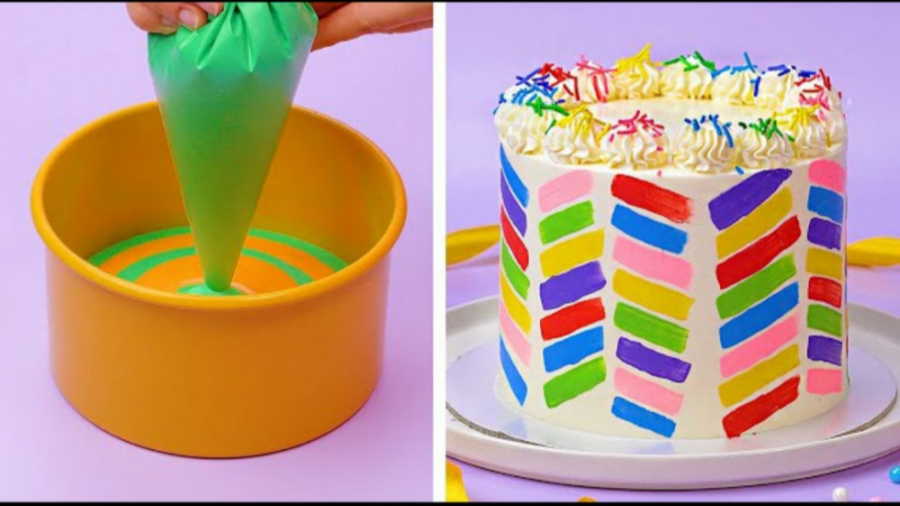 آموزش تزئین کیک های رنگی عالی