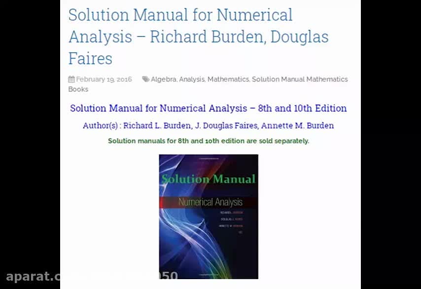 Solution Manual for Numerical Analysis_Richard Burden, Douglas Faires