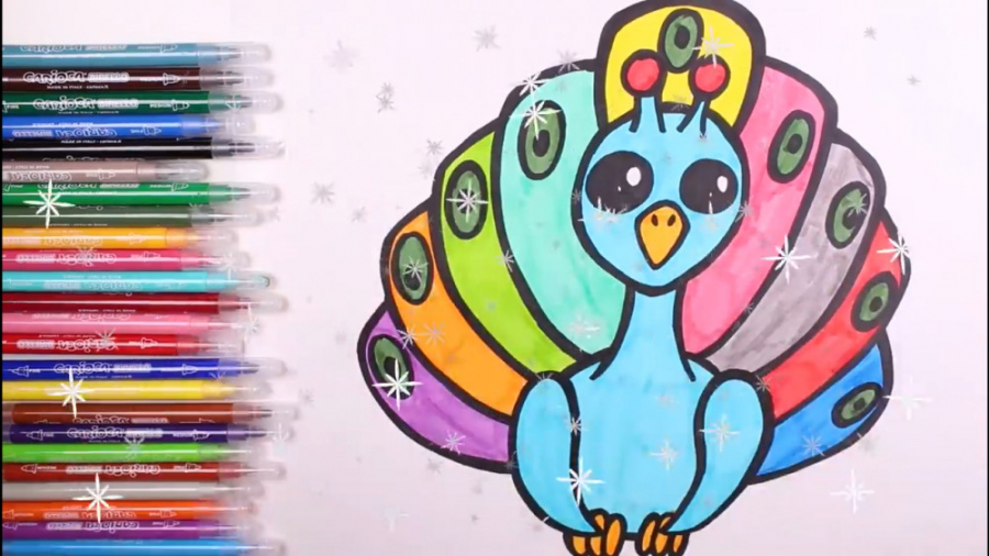 آموزش نقاشی به کودکان  طاووس